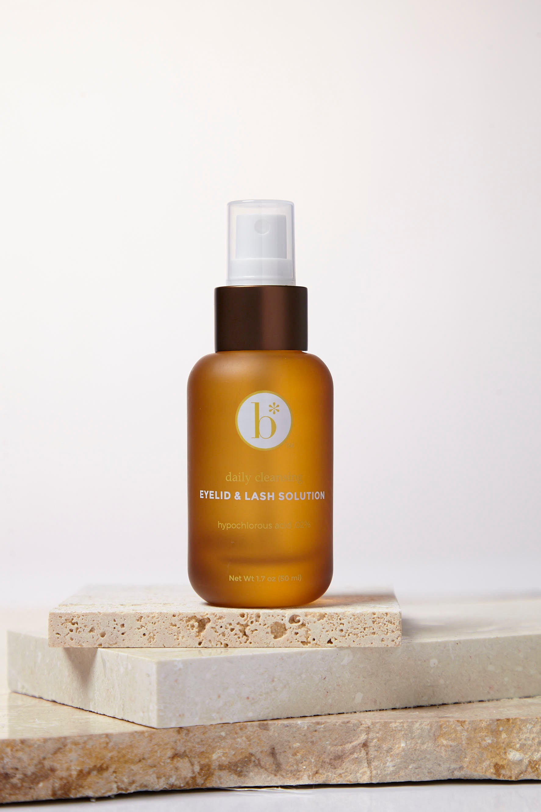 Bloome Eyelid & Lash Solution - Hypochlorous Acid 0.02% amber glass bottle